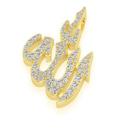 Allah Arabic Diamond Pendant 14K Solid Gold - 1.75 CTW