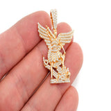 Archangel St Michael Diamond Pendant 14K Solid Gold - 1.50 CTW