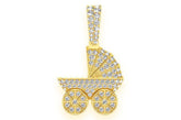 Moissanite Baby Stroller Pendant 10K Solid Gold - 0.85 CTW