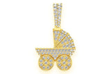 Moissanite Baby Stroller Pendant 10K Solid Gold - 0.85 CTW