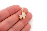 Moissanite Baby Stroller Pendant 10K Solid Gold - 0.85 CTW