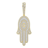 Hamsa Baguette Diamond Pendant 14K Solid Gold - 2.10 CTW