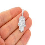 Hamsa Baguette Diamond Pendant 14K Solid Gold - 2.10 CTW