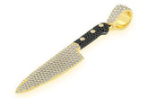 Black Diamond Kitchen Knife 10K Solid Gold Pendant - 2.30 CTW