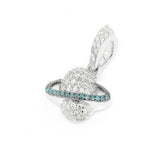 Blue Planet Saturn Diamond Pendant 14K Solid Gold - 0.40 CTW