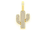Cactus Diamond Pendant 14K Solid Gold - 0.35 CTW