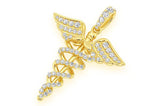 Caduceus Medical Diamond Pendant 14K Solid Gold - 0.65 CTW