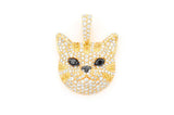 Cat Face Diamond Pendant 14K Solid Gold - 1.90 CTW