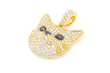 Cat Face Diamond Pendant 14K Solid Gold - 1.90 CTW