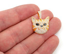 Cat Face Diamond Pendant 14K Solid Gold - 1.90 CTW