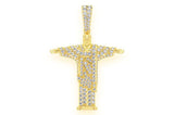 Christ The Redeemer Diamond Pendant 14K Solid Gold - 1.10 CTW