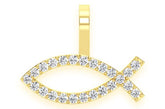 Christian Ichthys Fish Diamond Pendant 14K Solid Gold - 0.25 CTW