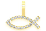 Christian Ichthys Fish Diamond Pendant 14K Solid Gold - 0.25 CTW