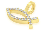 Christian Ichthys Fish Diamond Pendant 14K Solid Gold - 0.25 CTW