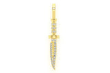 Combat Knife Diamond Pendant 14K Solid Gold 0.15 CTW