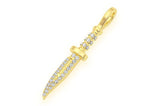 Combat Knife Diamond Pendant 14K Solid Gold 0.15 CTW