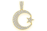 Crescent Moon Diamond Pendant 14K Solid Gold - 0.85 CTW