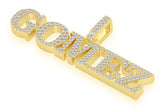 Custom Nameplate Diamond Pendant 14K Solid Gold - 1.5 CTW