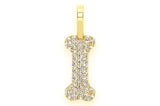 Dog Bone Diamond Pendant 14K Solid Gold - 0.35 CTW
