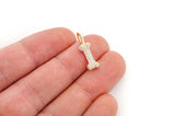 Dog Bone Diamond Pendant 14K Solid Gold - 0.35 CTW