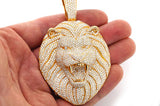 Lion Diamond Pendant 14K Solid Gold - 17.00 CTW