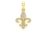 Fleur De Lis Diamond Pendant 14K Solid Gold - 0.25 CTW