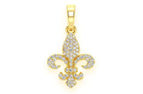 Fleur De Lis Diamond Pendant 14K Solid Gold - 0.25 CTW