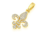 Fleur De Lis Diamond Pendant 14K Solid Gold - 0.25 CTW