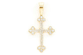 14K Gold Cross Pendant Diamond-Accented Mens Necklace - 1.4 CTW