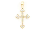 14K Gold Cross Pendant Diamond-Accented Mens Necklace - 1.4 CTW