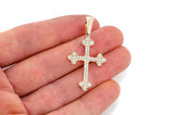 14K Gold Cross Pendant Diamond-Accented Mens Necklace - 1.4 CTW