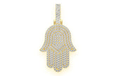 Hamsa Hand VVS Diamond Pendant 14K Solid Gold - 10.00 CTW