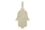 Hamsa Hand VVS Diamond Pendant 14K Solid Gold - 10.00 CTW