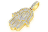 Hamsa Hand VVS Diamond Pendant 14K Solid Gold - 10.00 CTW