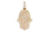 Hamsa Hand Diamond Pendant 14K Solid Gold - 2.00 CTW