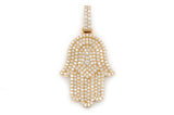 Hamsa Hand Diamond Pendant 14K Solid Gold - 2.00 CTW