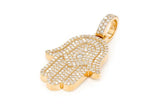 Hamsa Hand Diamond Pendant 14K Solid Gold - 2.00 CTW