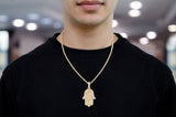 Hamsa Hand Diamond Pendant 14K Solid Gold - 2.00 CTW