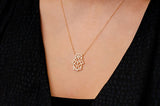 Hamsa Scroll Diamond Pendant 14K Solid Gold - 0.50 CTW