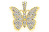 Butterfly Diamond Pendant 14K Solid Gold - 2.25 CTW