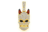 Skull with Horns Diamond Pendant 14K Solid Gold - 0.65 CTW