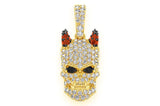 Skull with Horns Diamond Pendant 14K Solid Gold - 0.65 CTW