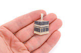 Kaaba Black & White Diamond Pendant 14K Solid Gold - 2.60 CTW