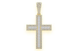 Modern Baguette Cross Pendant 925 Silver Cross Diamond Large Statement