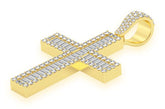 Modern Baguette Cross Pendant 925 Silver Cross Diamond Large Statement
