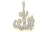 Allah Arabic Diamond Pendant 14K Solid Gold - 11.00 CTW