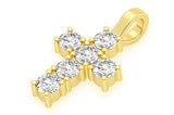 14K Gold Cross Pendant Diamond-Accented Mens Necklace - 1.25 CTW