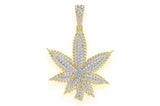 Cannabis Leaf Double Layer Diamond Pendant 14K Solid Gold - 9.00 CTW