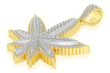 Cannabis Leaf Double Layer Diamond Pendant 14K Solid Gold - 9.00 CTW