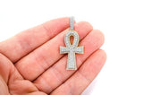 Double Layer Ankh Diamond Pendant 14K Solid Gold - 2.1 CTW
